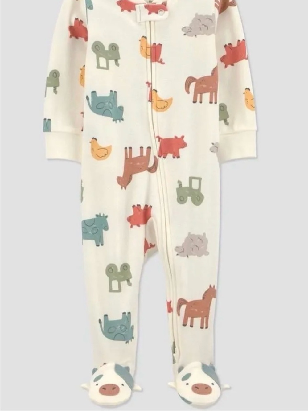 Carter's Cream Footed One-Piece with Colorful Farm Animals